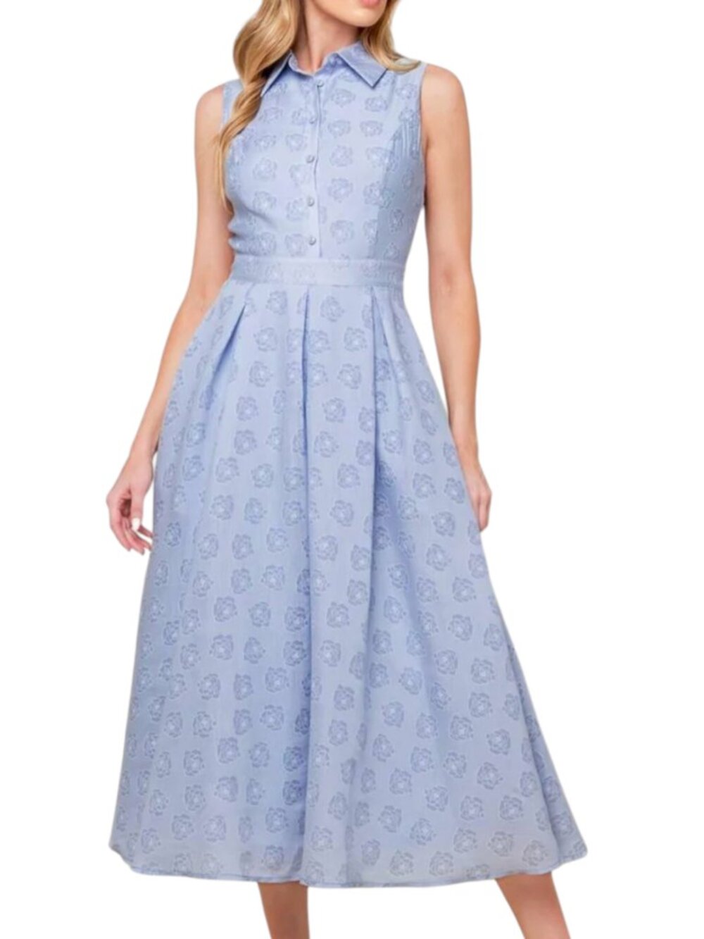 NWOT Flying Tomato Grand Entrance Midi Dress S Blue Rose Floral Cottagecore